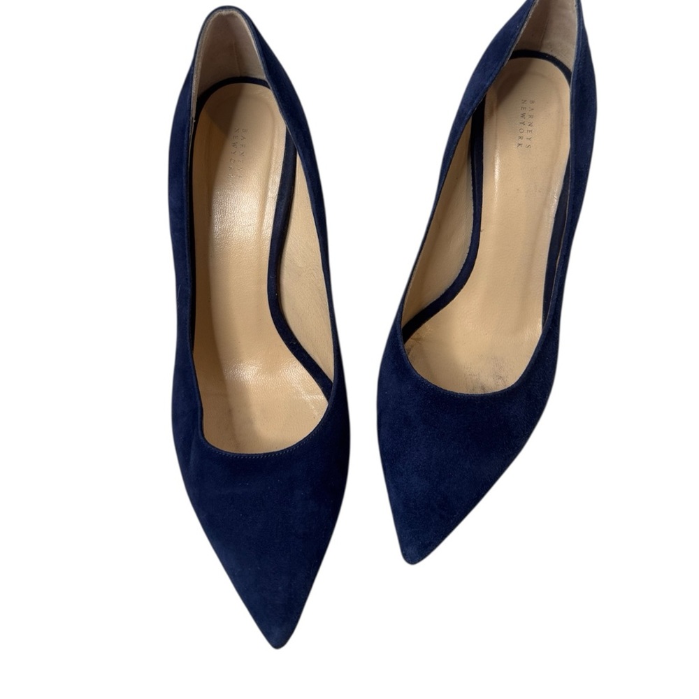 Barneys New York Deep Blue Suede Heels